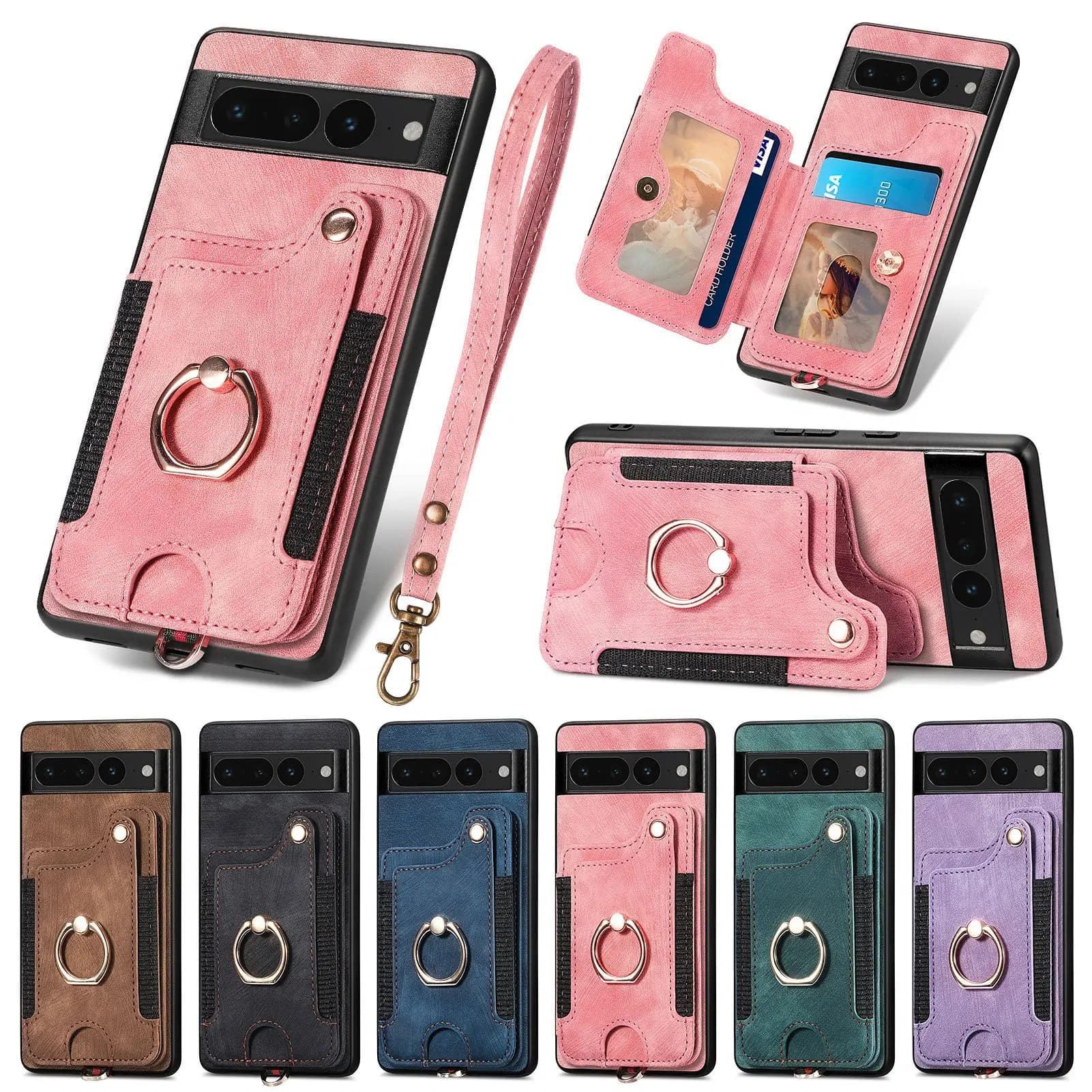RFID card Solt portafoglio custodia in pelle per Google Pixel 7 Pro 7A 8 6A 6 supporto per anello magnetico cavalletto Cover posteriore per borsa Fundas Coque