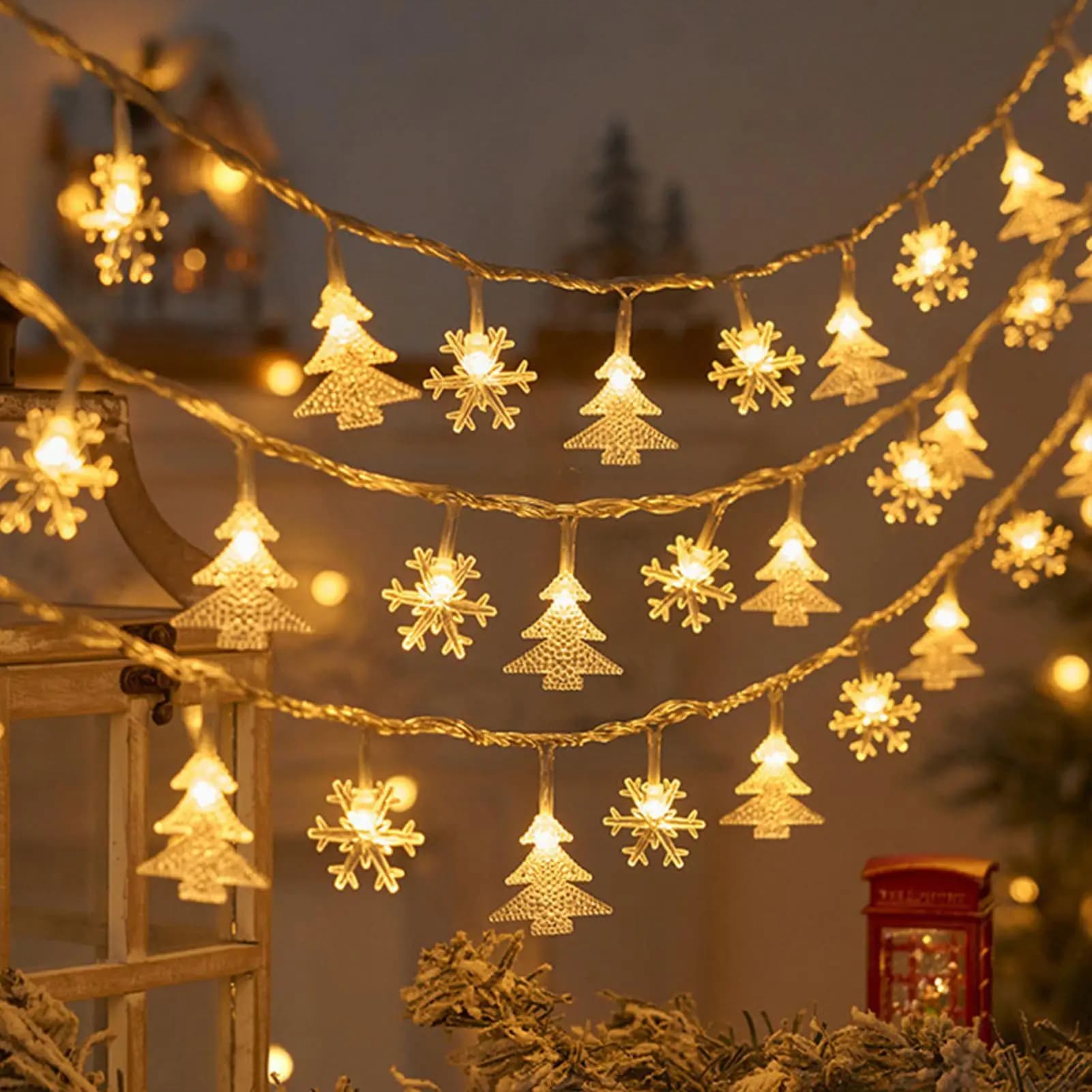 50 luci a LED Decorazione per esterni Luci a corda Albero di Natale Decorazioni per finestre di casa Illuminazione natalizia Stringhe di luci a stella 5 m