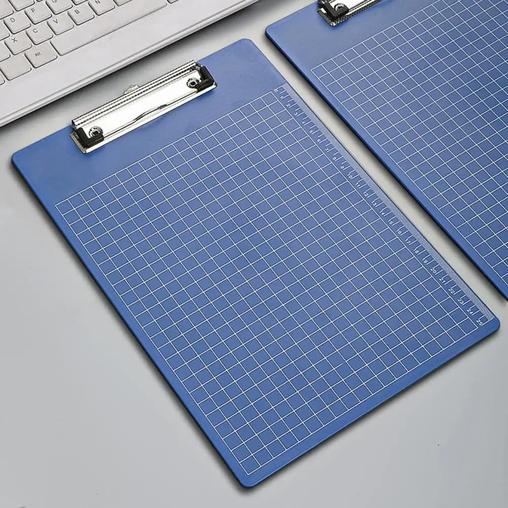 A4 File Folder, with Reinforced Metal Clip And Clear Scale Ruler, Portable Document Writing Pad, for Office School Students