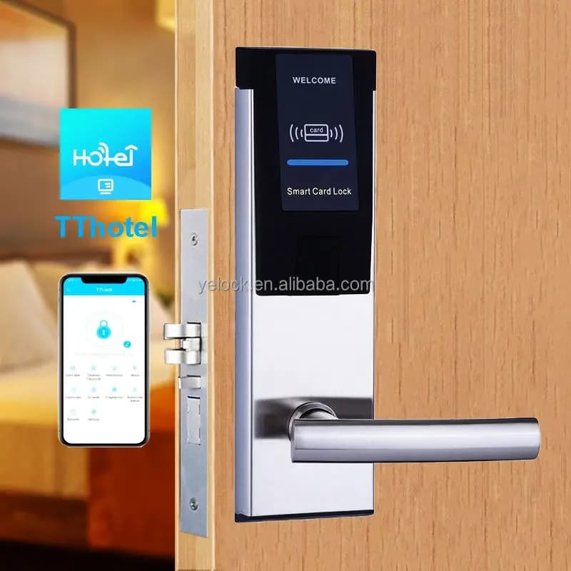 Serratura Elettronica Intelligente Senza Chiave in Acciaio Inox Impermeabile con Carta MF, App TTlock TT Hotel e Software PC per Casa, Locande e Appartamenti