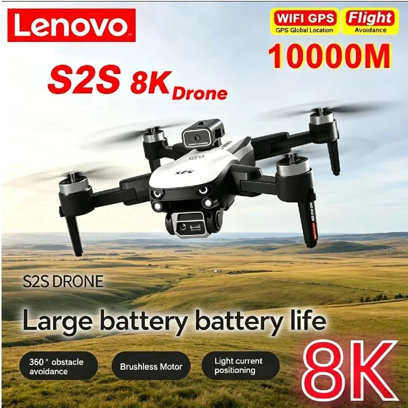 Lenovo S2S Foldable GPS Drone 8K HD Dual Camera Omnidirectional Obstacle Avoidance Brushless Quadcopter
