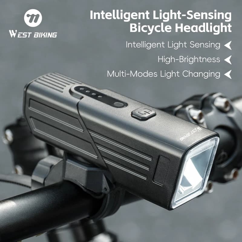 WEST BIKING Luce per bicicletta Tipo-C Ricarica LED Ciclismo Lampada frontale Faro ABS Ultraleggero MTB Torcia da strada Luce per bicicletta