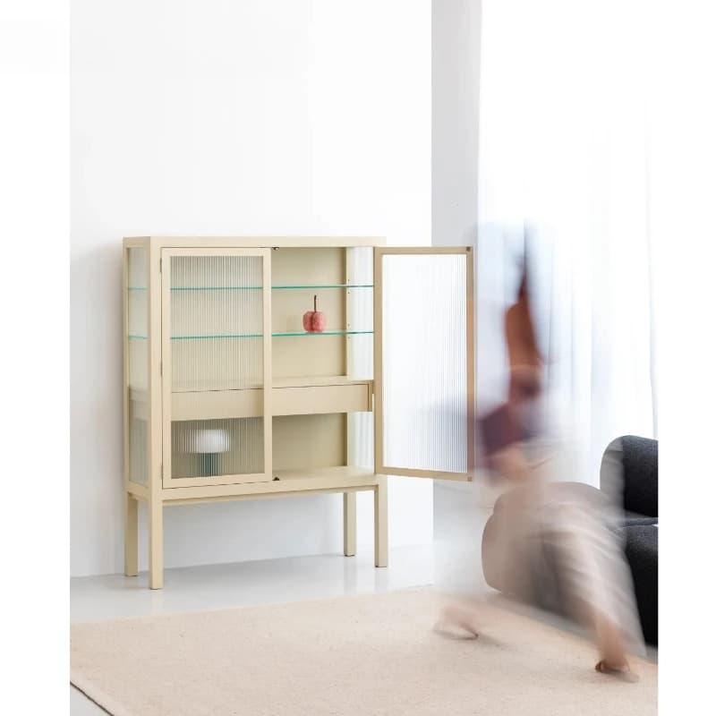 Mobiletto Laterale Moderno X-S High Foot Color Blu, Armadietto Solido con Vetrina per Vini NUOVO