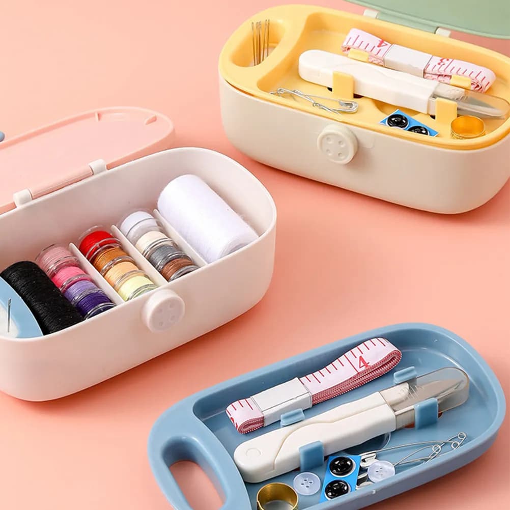 Set da Cucito Domestico Portatile, Scatola con Aghi e Fili, Set Completo di Accessori, Strumento Facile da Trasportare per Riparazione Tessuti e Ricamo