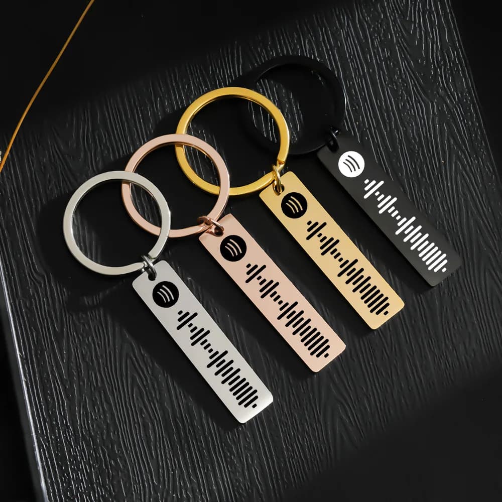 Spotify Custom Musical Keyring for Women Stainless Steel Keyring with Custom Laser Engraving Spotify Code Jewelry