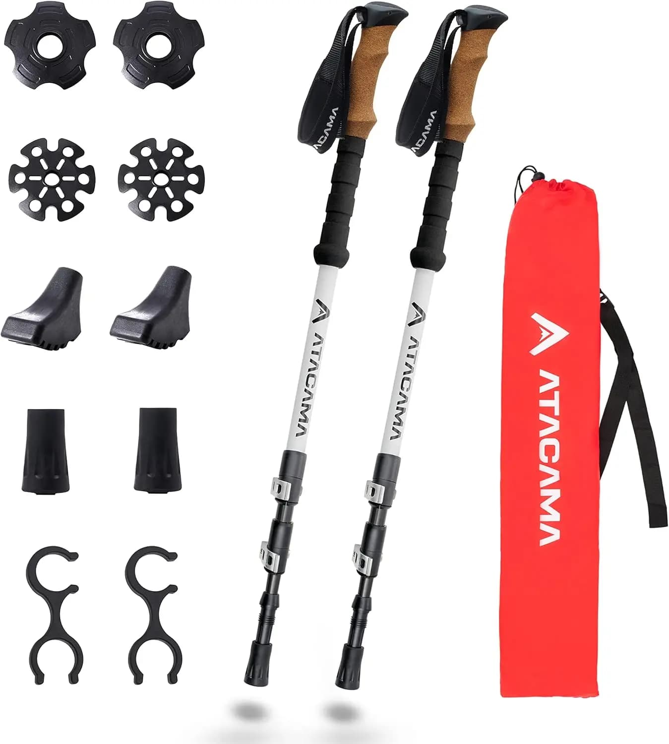 Bastoncini da Trekking Leggeri e Pieghevoli in Carbonio e Alluminio 7075 con Impugnatura in Sughero - Bastoncini Telescopici per Escursionismo e Nordic Walking