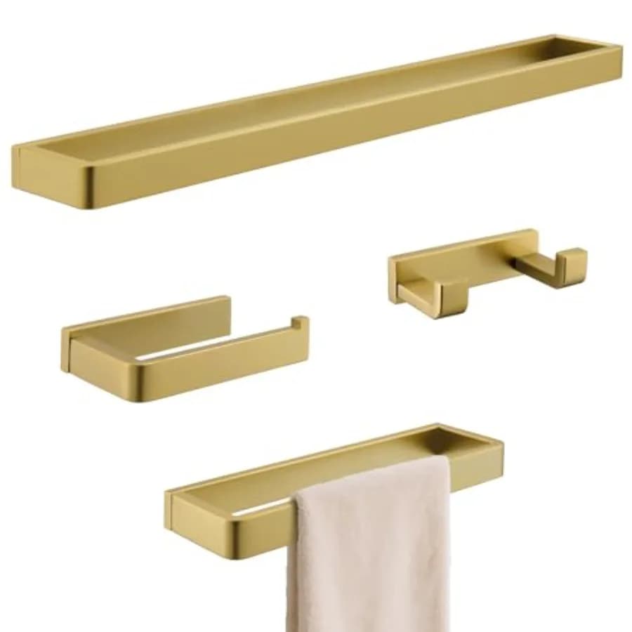 Set di Accessori per Bagno, Kit di Accessori Quadrati per Bagno, Set di 4 Pezzi Portasciugamani in Acciaio Inox da Parete