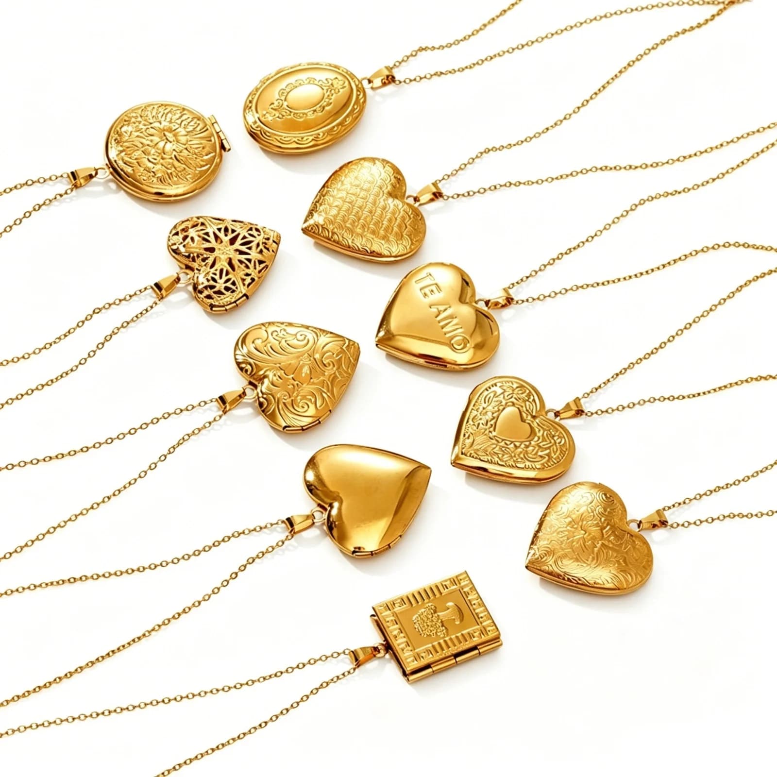 1pc Vintage Stainless Steel Necklace Link Cable Chain Picture Photo Frame Locket Geometric Heart Oval Pendant Necklace Jewelry