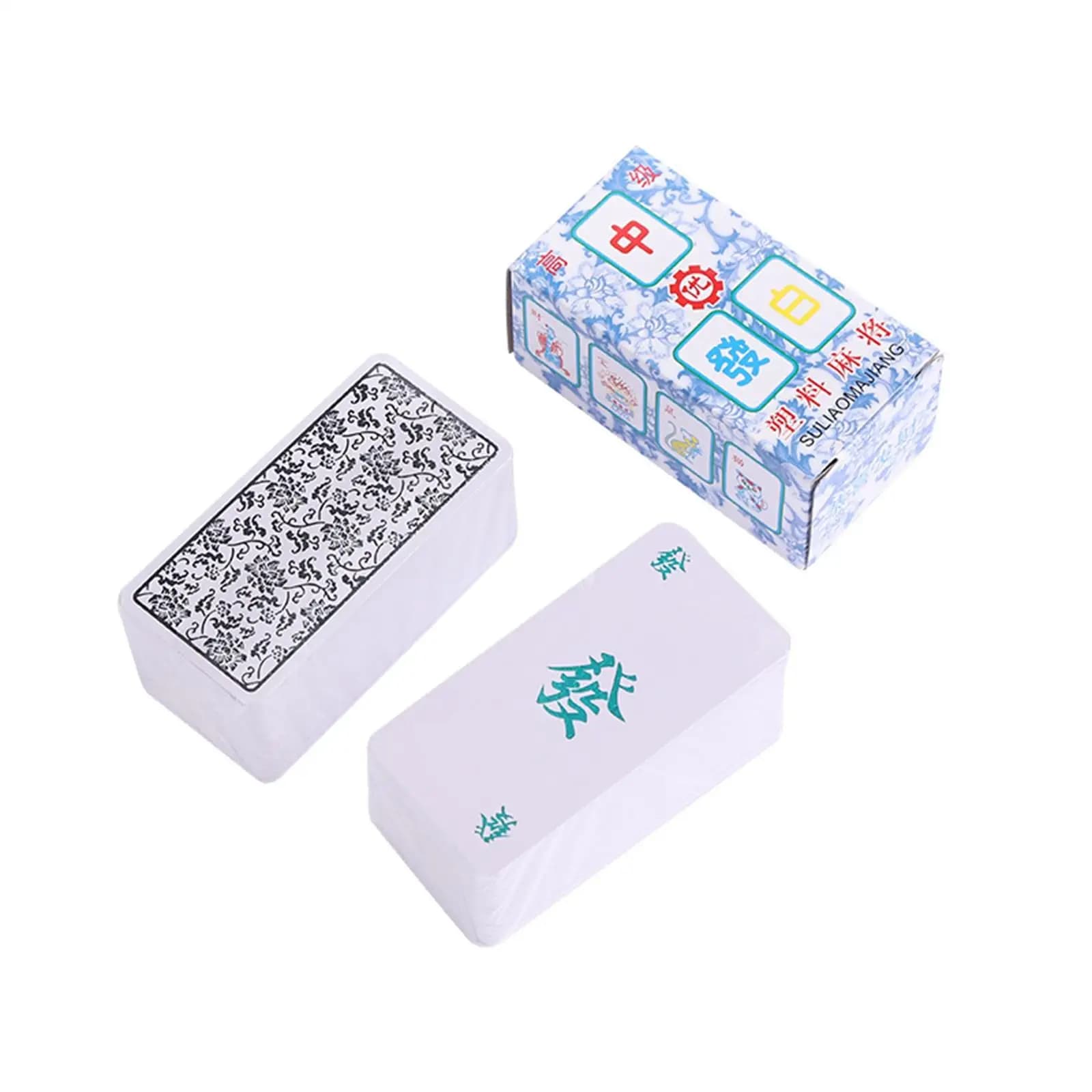 Gioco di Mahjong in Porcellana Blu e Bianca, Set Resistente e Impermeabile, Tessere Portatili per Gioco Ricreativo