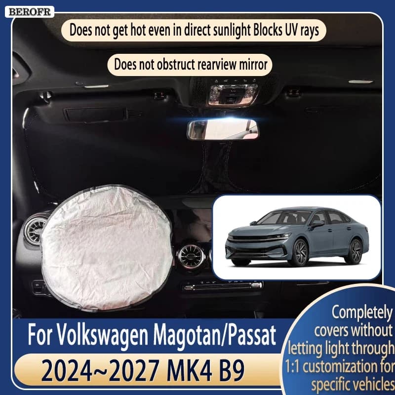 Steering wheel Car Sun Visor For Volkswagen Magotan 2024~2027 MK4 Summer Cooling Accessories Front Windshield Sunshade Insulati