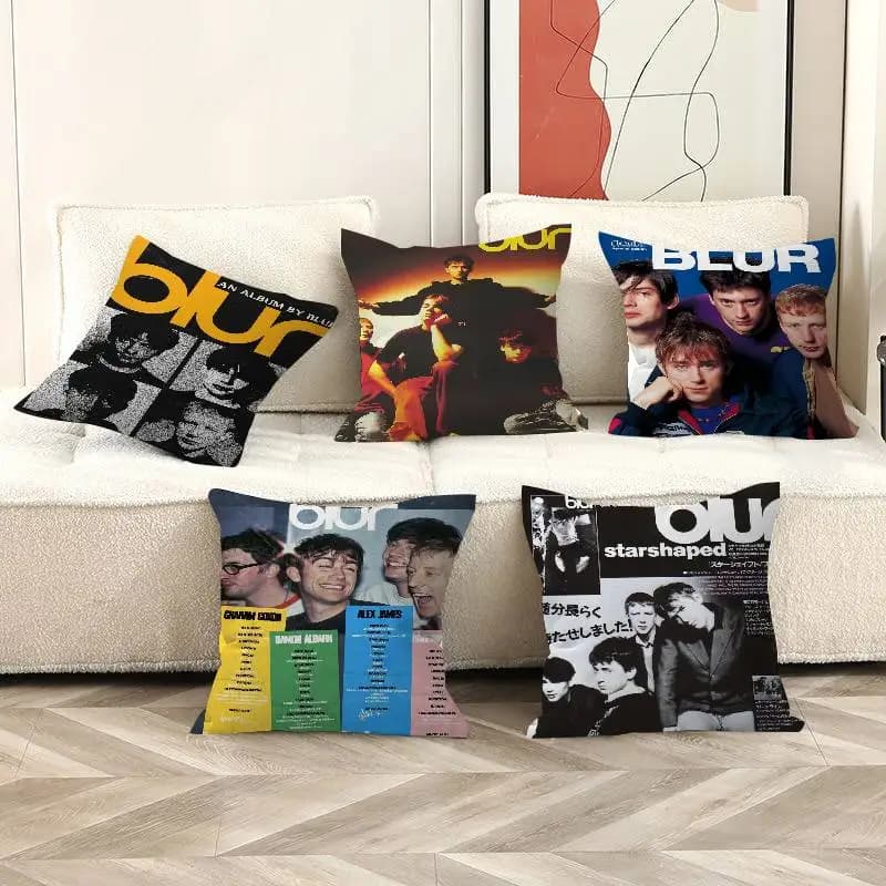 B-Blur Rock Roll Band Pillow Covers Cartoon Sofa Decorative Home Double-sided Printing Short Plush Cute Cushion Cover