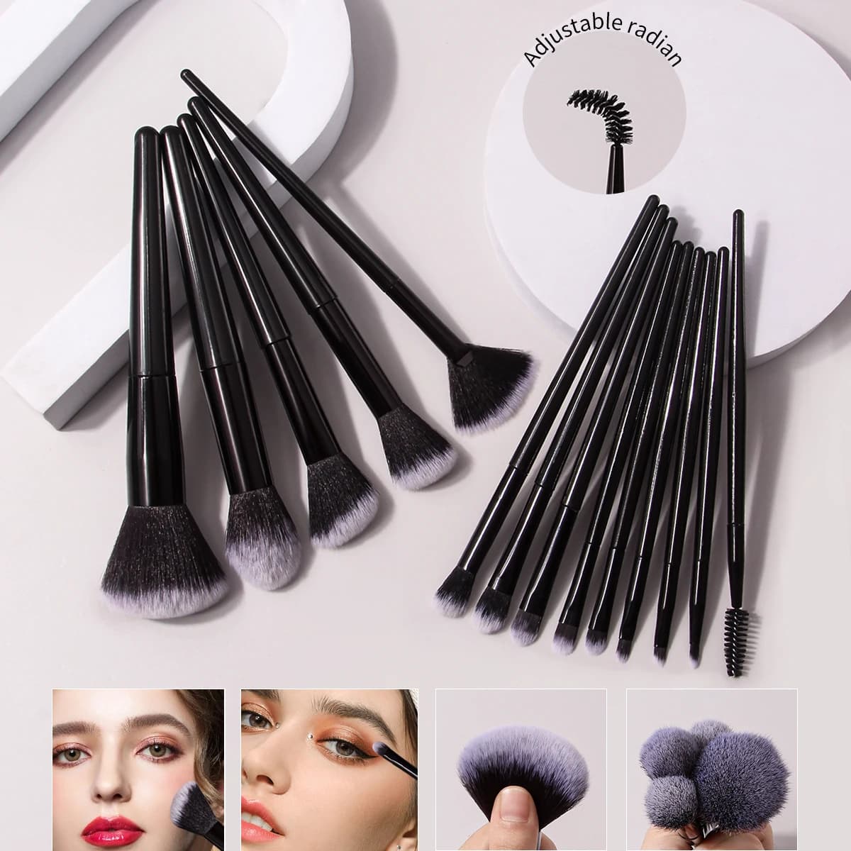 14 piece professional make-up brush set: foundation brush, concealer brush, shading brush, phono brush, shell brush, mascara brush
