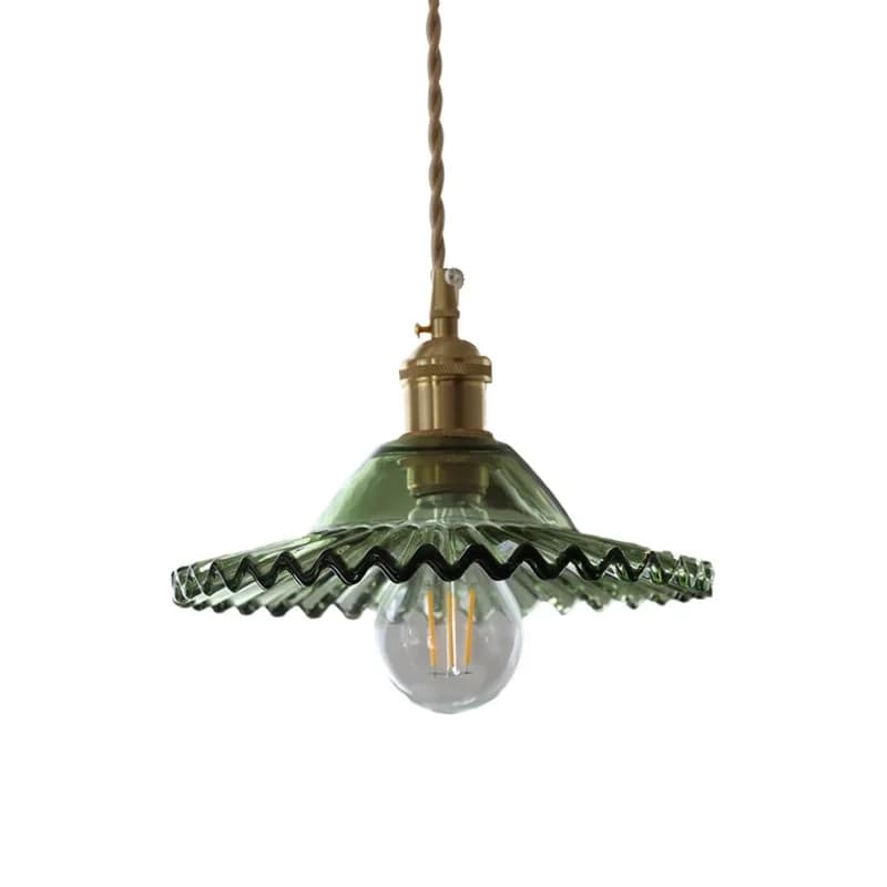 Lampadario Piccolo a Testa Singola in Ottone e Vetro per Ristorante Giapponese Americano, Bar, Balcone, Camera da Letto, Comodino