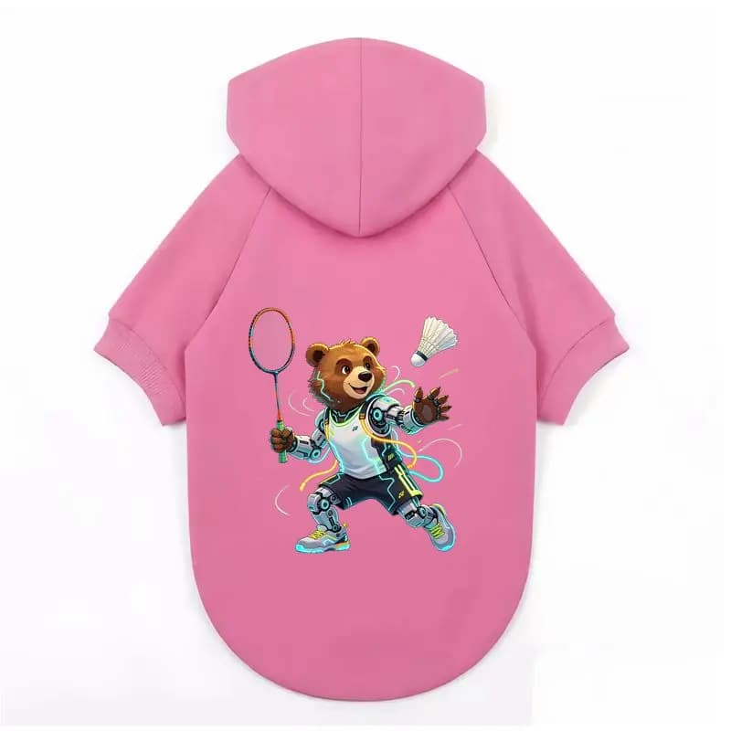 Cute Bear Badminton Hoodie, Pet Outdoor Apparel, Breathable Comfort