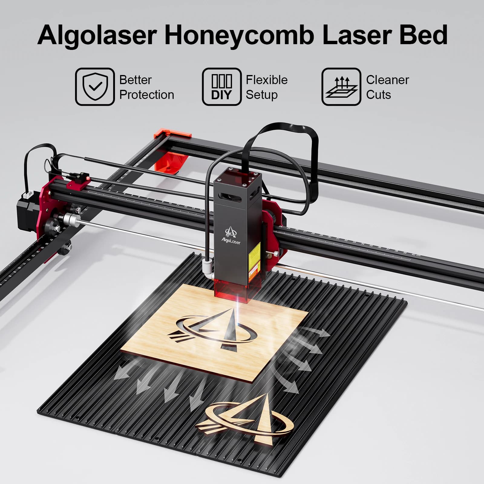 AlgoLaser Aluminum Honeycomb Laser Bed 400x300mm Aluminum Panels for Diode Laser Engraving and Cutting with Tool-Free Assembly