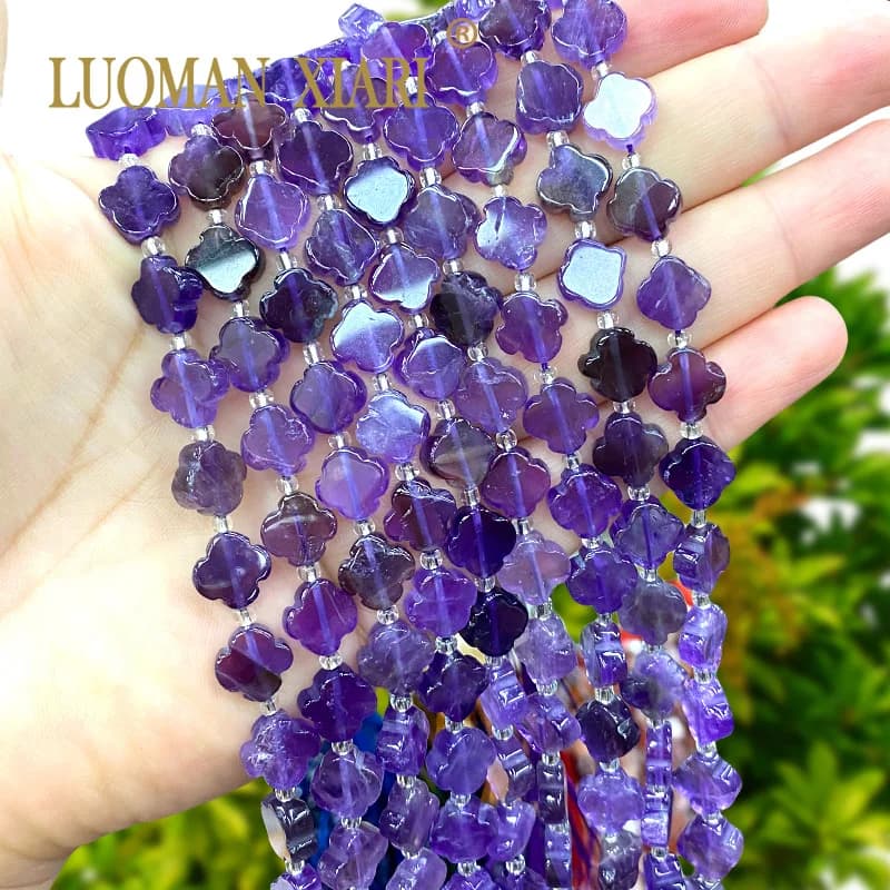 Natural Stone 11x11mm Flower Trifoil Amethyst Arms Amethyst Drawer Trainer for Making Jewellery Make-up Earrings Bracelets Pendants and Pendants Accessories