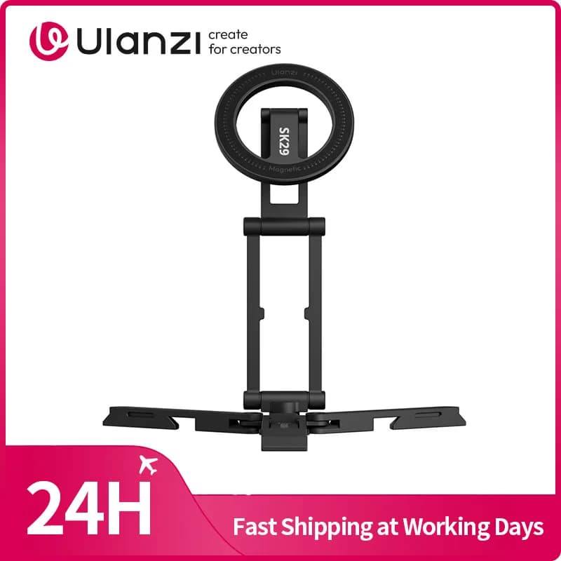  Ulanzi SK29 Supporto per telefono pieghevole con anello magnetico / Supporto per clip per telefono Treppiede Selfie Mantis Mode con fondo piastra Uka QR
