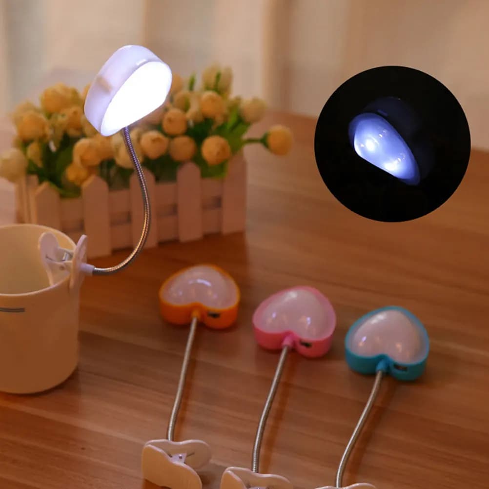 LED Eye Protection Desk Lamp Blue USB Rechargeable Clip Reading Light Adjustable Gooseneck Clamp Lamp for Bedroom Office