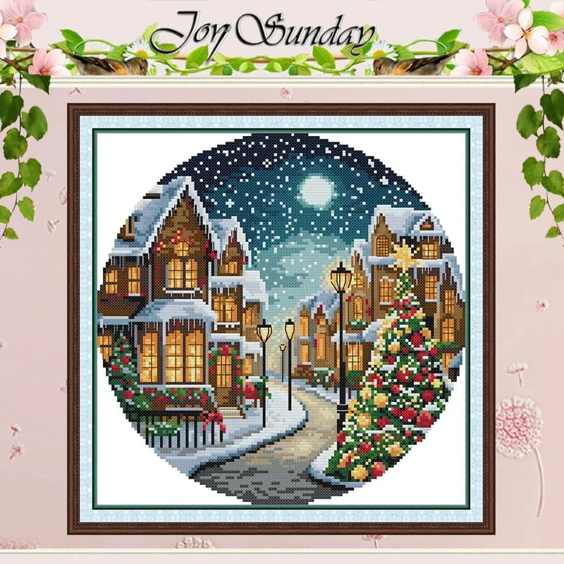 Christmas Eve Scenery Patterns Counted Cross Stitch Set DIY 11CT 14CT 16CT Stamped DMC Cross-stitch Kit Embroidery Needlework