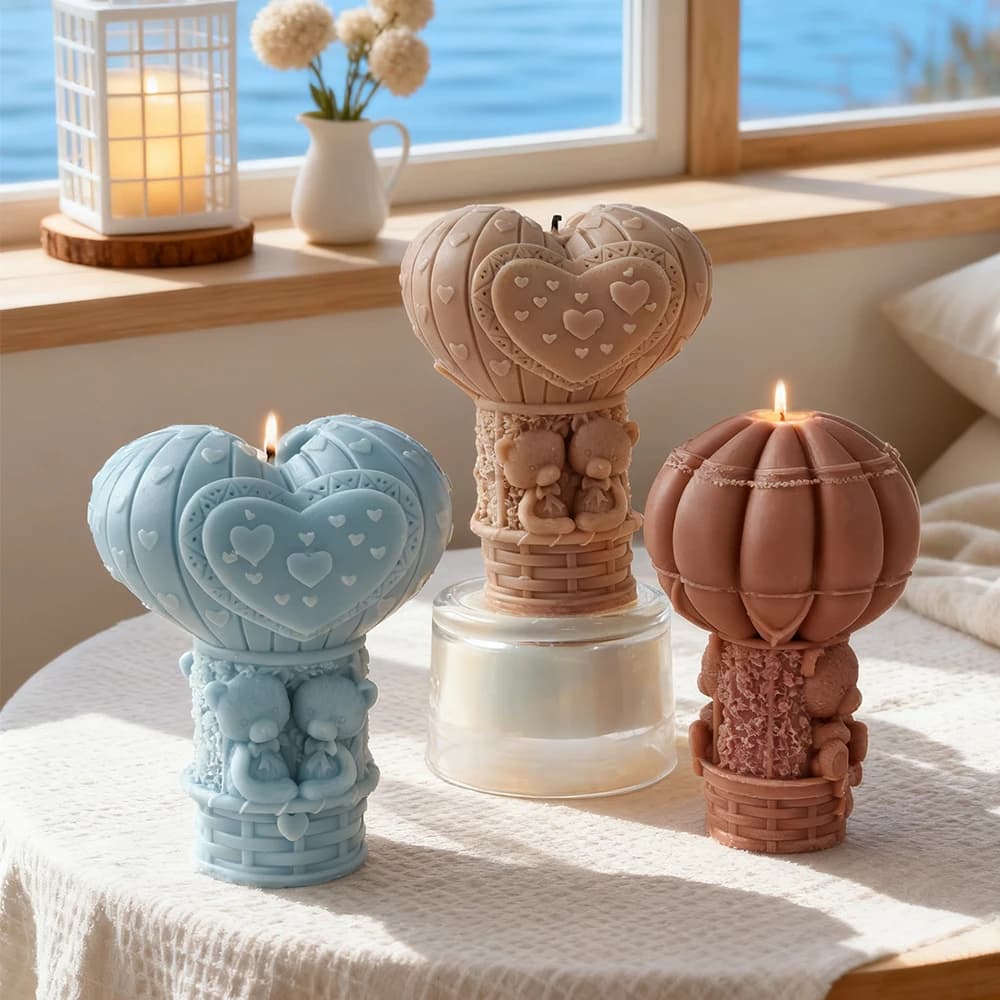 Stampo in silicone a forma di palloncino ad aria calda fai-da-te Regali fatti a mano Candela aromatica San Valentino Coppia Orsi Stampi Stampo per decorazioni in resina di gesso
