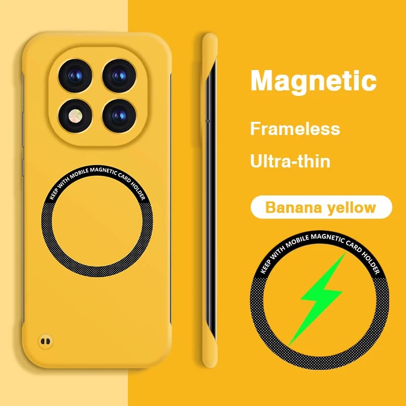 Custodia Magnetica Ultra Sottile Senza Cornice Effetto Pelle per Mi Redmi Note 15 14 Pro Plus 4G 5G, Cover Posteriore Rigida per Ricarica Wireless Magsafe