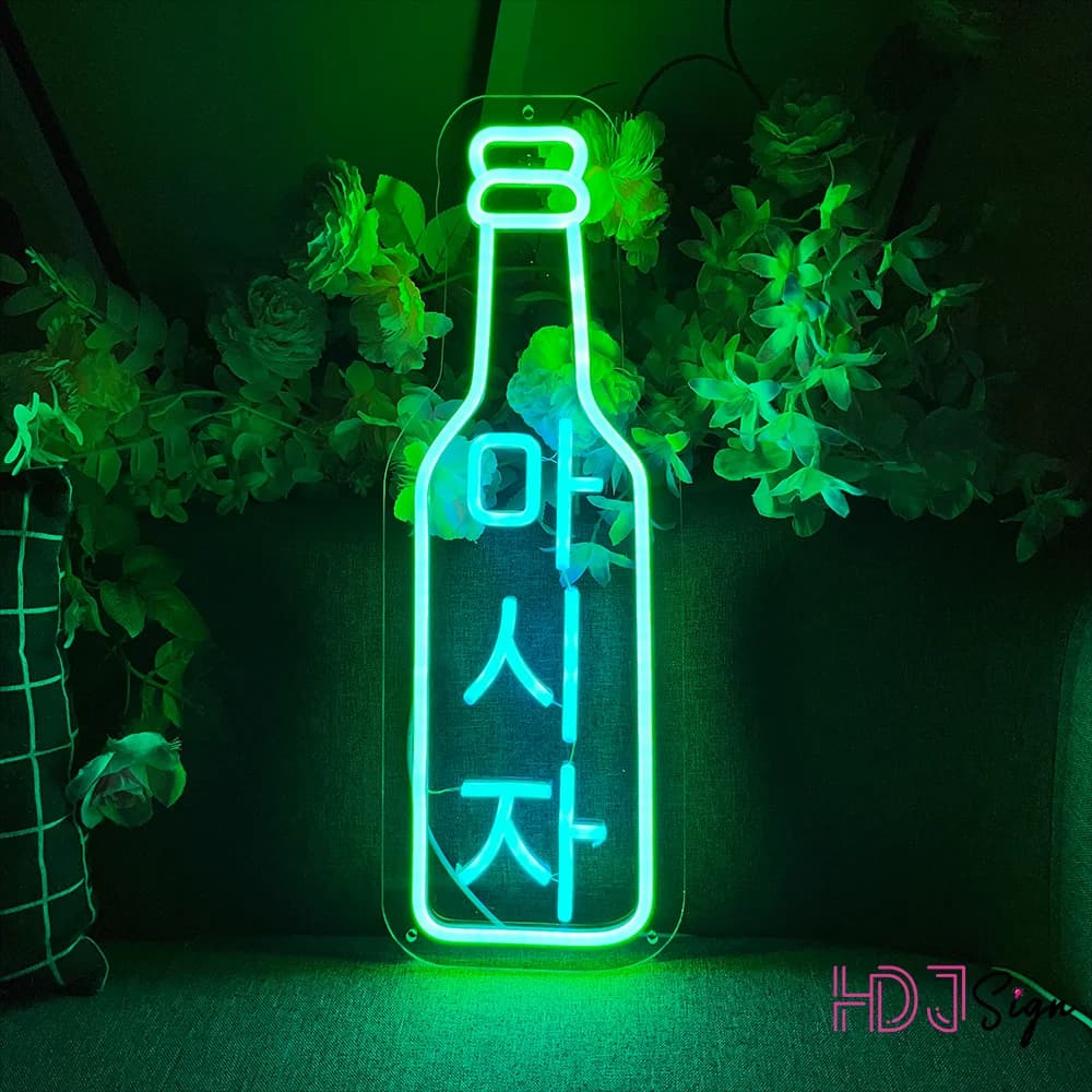 Bar soju Birra coreana Insegna al neon Negozio Home Bar Decor Decorazione della parete Cucina 3D Luci al neon a LED Insegna luminosa Lampade Negozio Festa