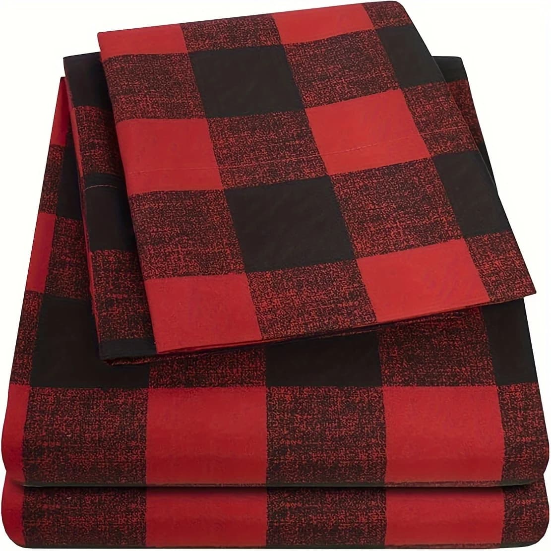 Set di Lenzuola di Lusso 3/4 in Tartan Buffalo Bordeaux, Antirughe, Antisbiadimento, Coprimaterasso con Tasche Profonde, Morbido e Confortevole