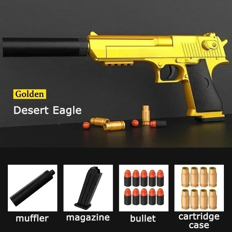 Pistola Giocattolo Educativa 5C 1E con Espulsione del Bossolo, Blaster a Proiettili Morbidi in Schiuma per Bambini, Ragazzi e Adulti, Pistola Airsoft, Regalo di Compleanno per Bambini