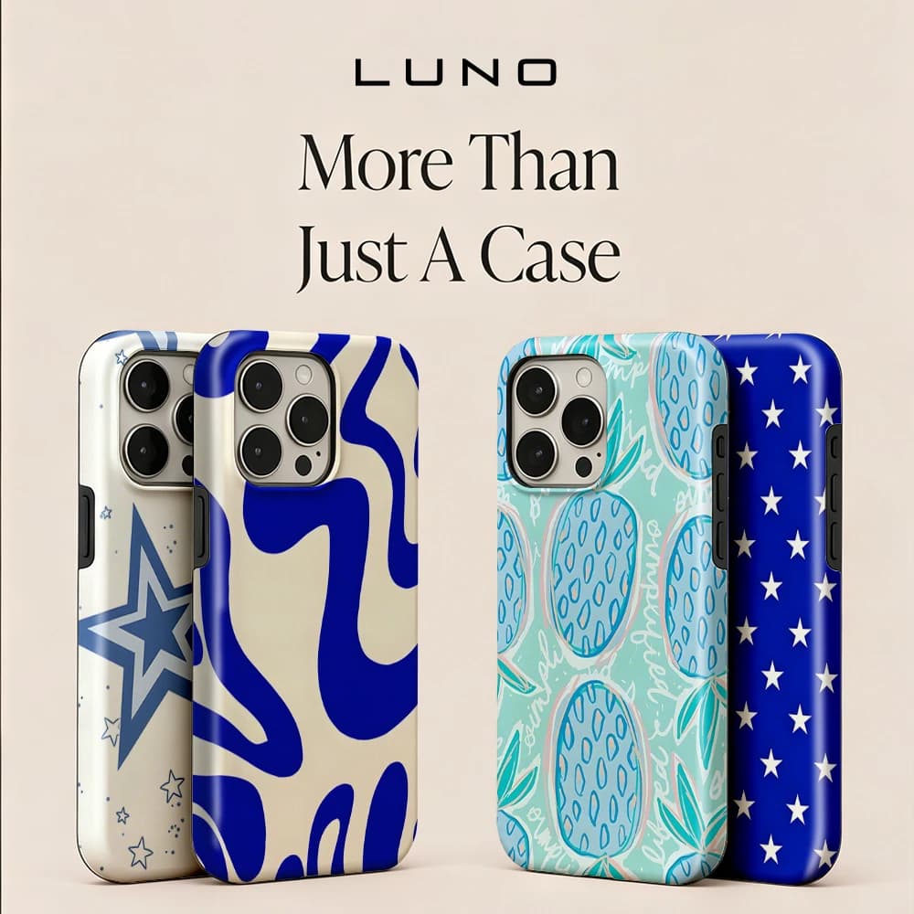 Blue Organic Shapes Phone Case for iPhone 17 16e 16 15 14 13 12 11 Air Pro Max Plus Luxury Double-layer LUNO