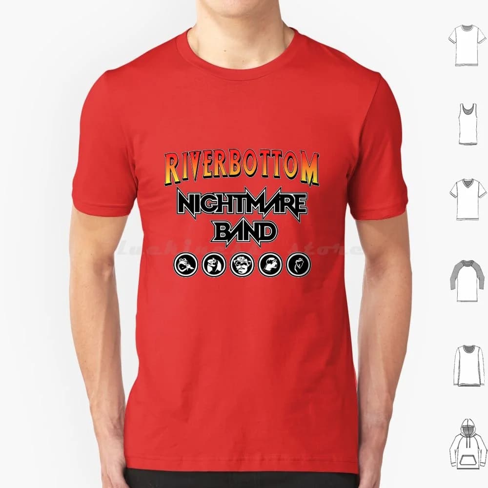 Riverbottom Nightmare Band T Shirt di grandi dimensioni 100% cotone Emmet Otter Band Cultura pop Videogioco Musica Band Strumenti Brocca