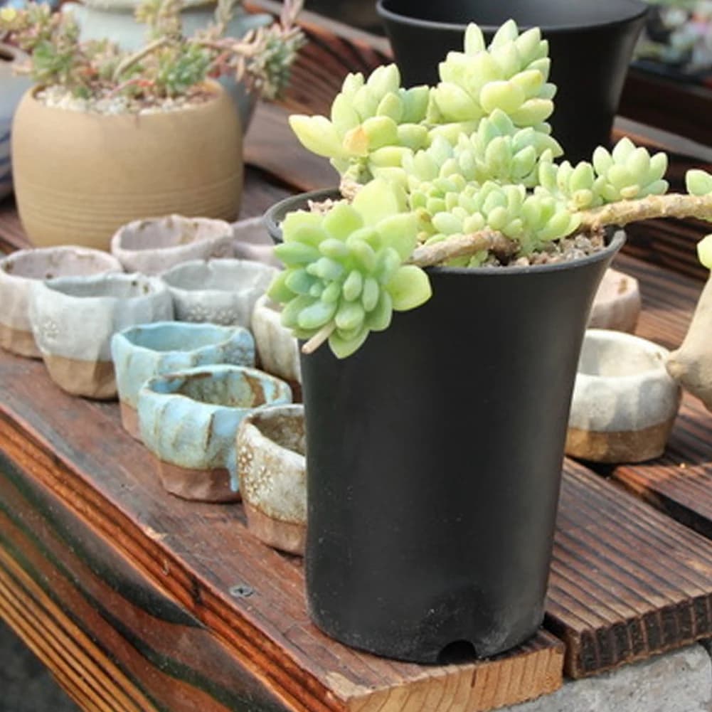 A67K-10Pcs Black Round Flowers Vase in High Life and Depths, Interior and Exterior Plant Perfections, Seeds, Vegetables