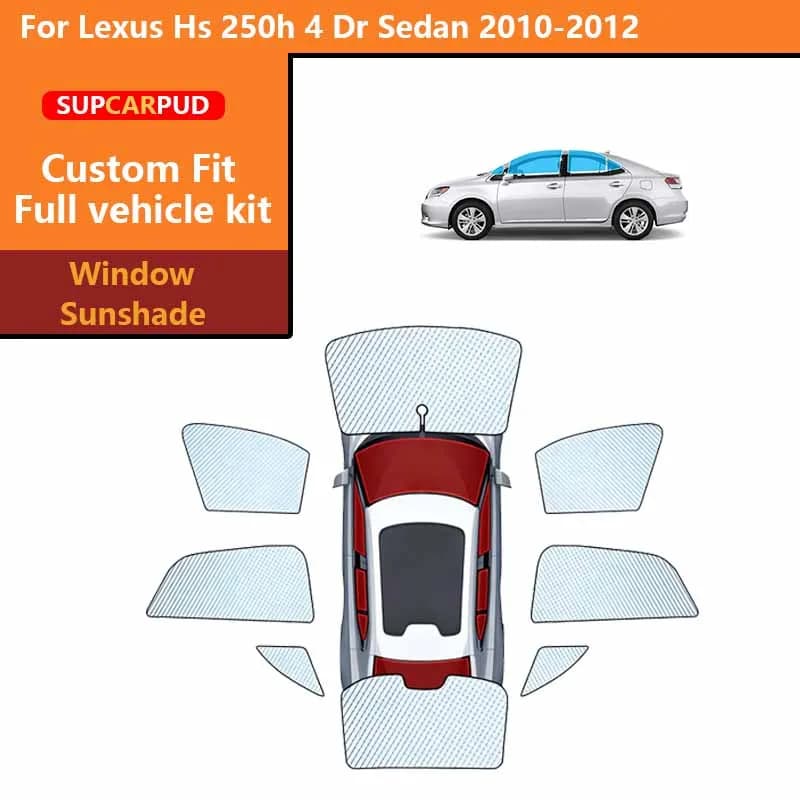 Custom Car Sunshades Privacy Curtain UV Protection For Lexus Hs 250h 4 Dr Sedan 2010-2012 Front Rear Side Windows