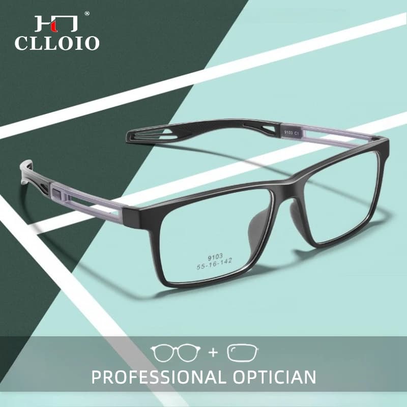 CLLOIO Occhiali da miopia sportivi ultraleggeri anti-caduta per tennis basket ciclismo uomo occhiali da lettura con prescrizione progressiva