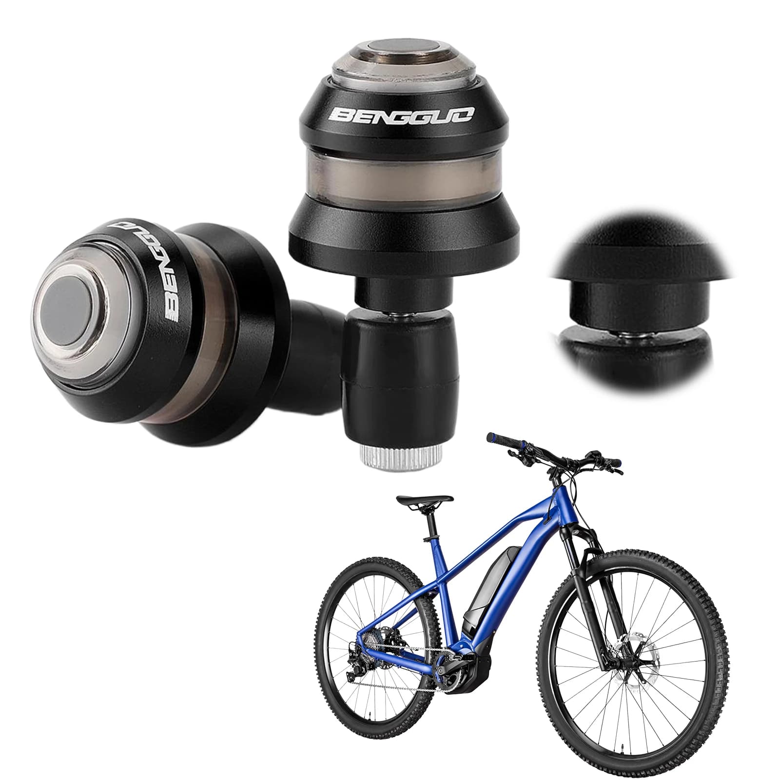 Bike Handlebar End Light Waterproof Bar End Plug Warning Lights Non-Slip Mountain Bike Handlebar Light for Outdoor Night Riding