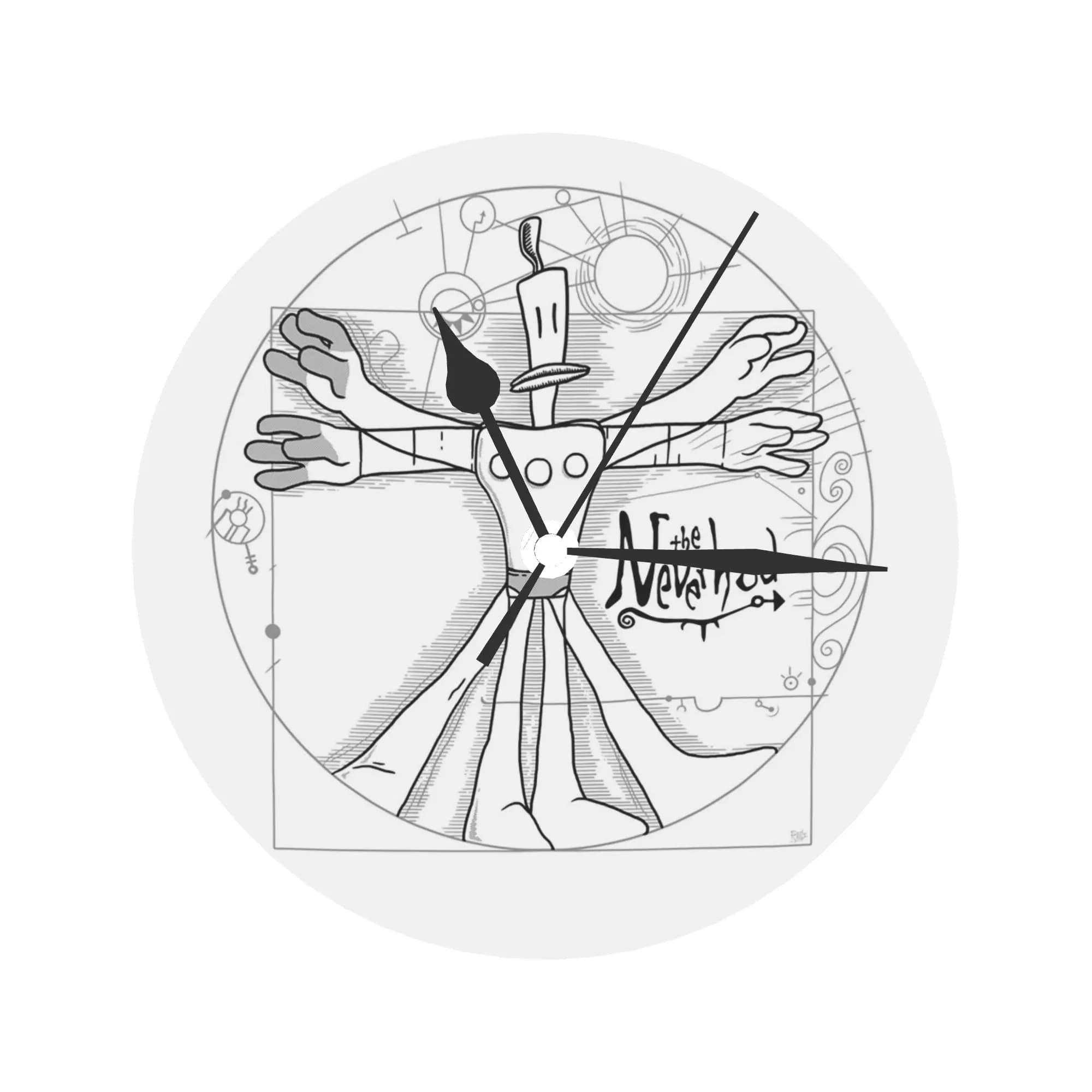 wall clock Vitruvian Klaymen Room decoration Quiet round watch for bedroom Living room Kitchen Home