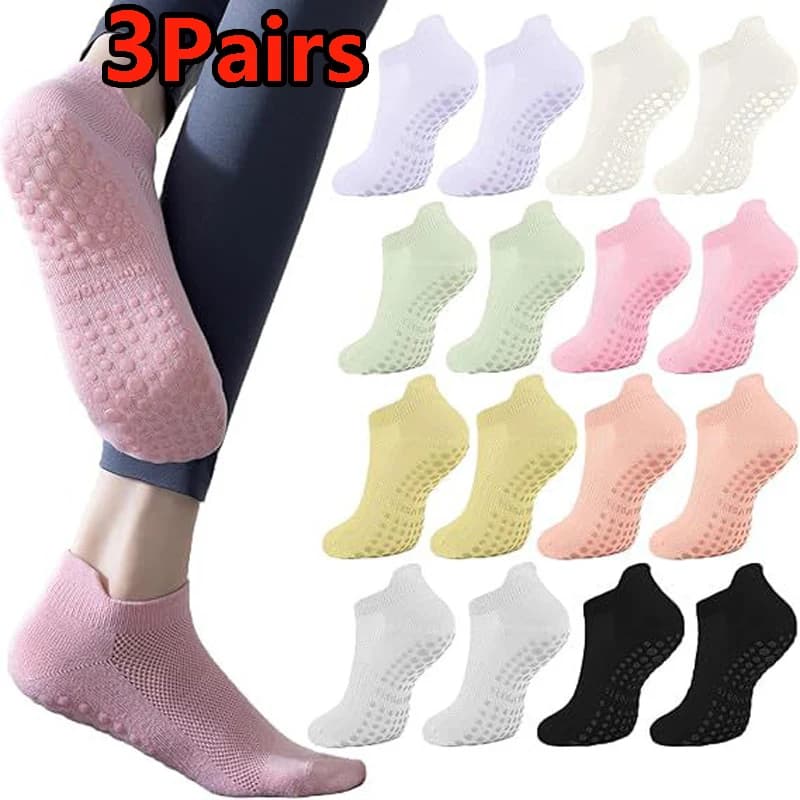 3 pairs of yoga socks for women socks in breathable mesh socks from anti-slip pilates cotton cutting low gym fitness sport short yoga socks