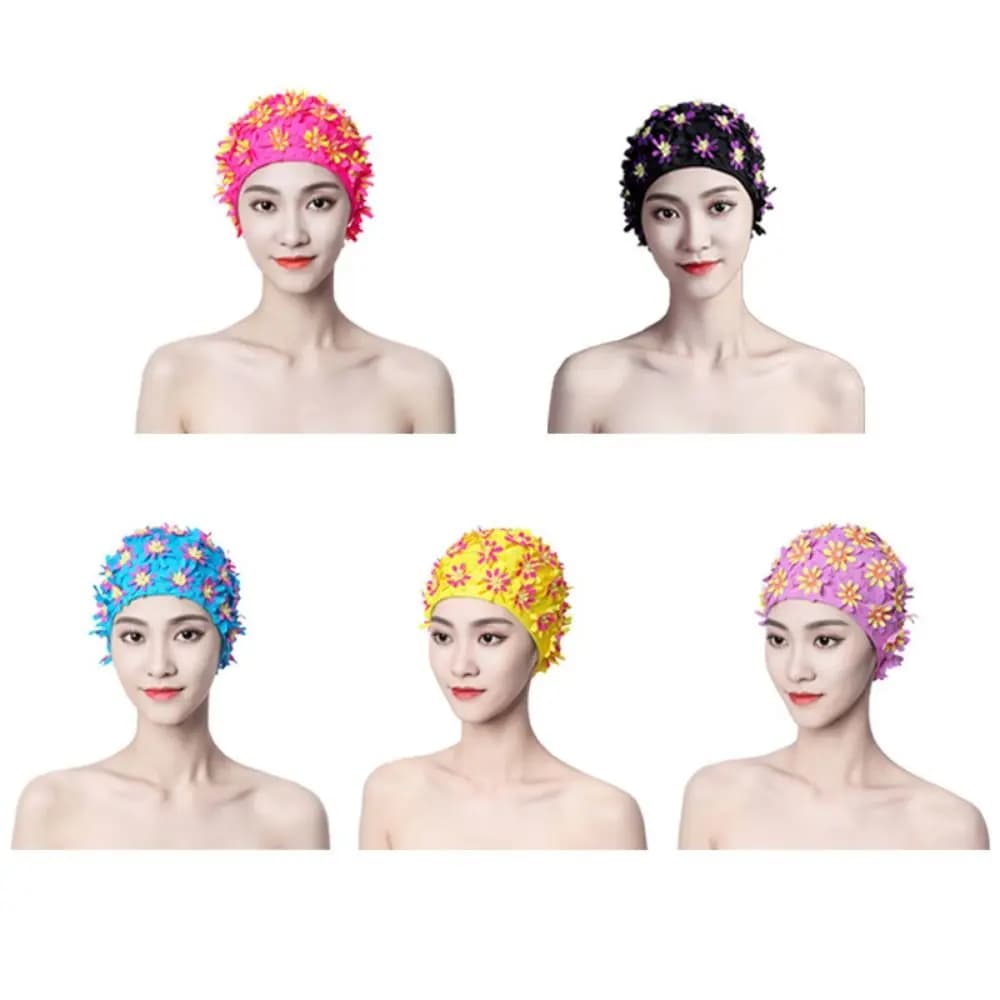 Nuoto Headphone with Pearl Petals and Flowers for Long Hair, Vintage Style, Breathable, Swimming Accessories