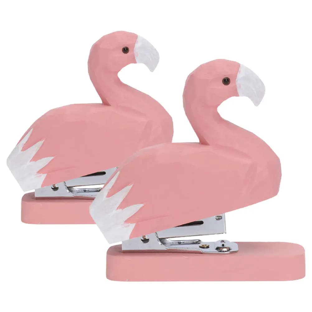 Set di mini graffette in legno a forma di fenicottero, 2 pezzi, graffette da scrivania compatte e leggere per materiale scolastico, accessori da scrivania carini