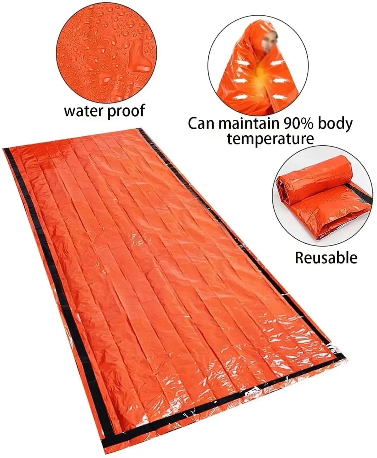 1pc Emergency Refuge Survival Dry Pelo Kit Mylar Tube Shackle Tent To Pelo Waterproof Esterna SOS Reusable Thermal Cover