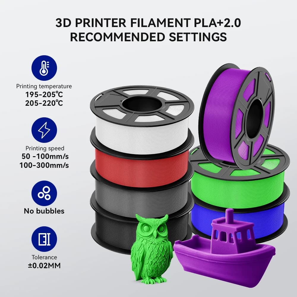 JAYO 3d Filament Printer plus/petg /pla/pla+2.0 10Rolls Multicolor Filament 1.75mm FDM 100%No bubbel for 3D Printer Materials