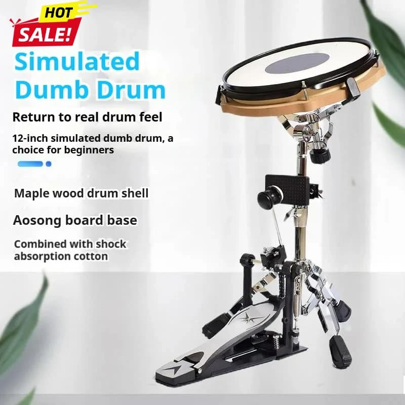 Set di batteria realistica da 12 pollici Pratica del pad Migliora il kit di batteria per principianti Pelle muta sabbiata Supporto robusto per l'allenamento delle percussioni