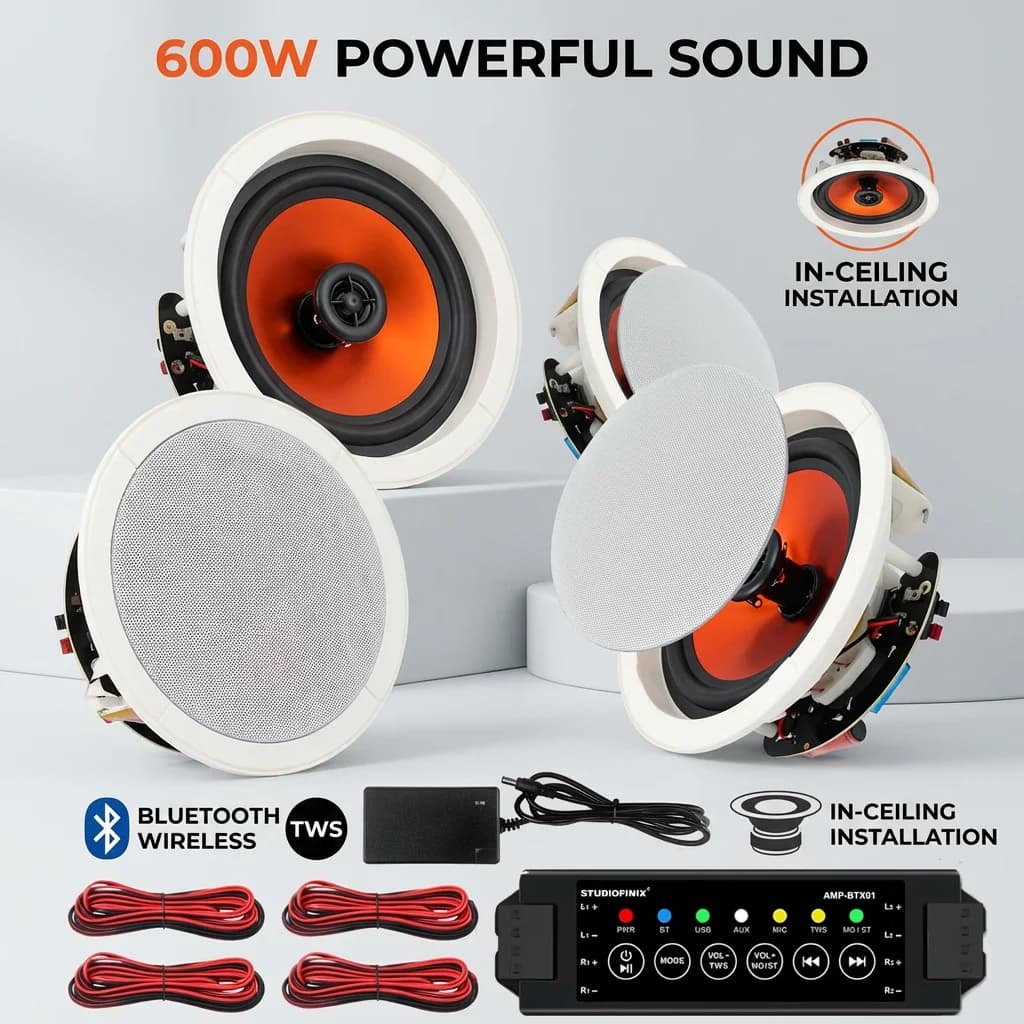 STUDIOFINIX Bluetooth Blower from 6,5 Pollyci 600 Watt System Speakers Harvest cabs Ideal for Living and Cooking