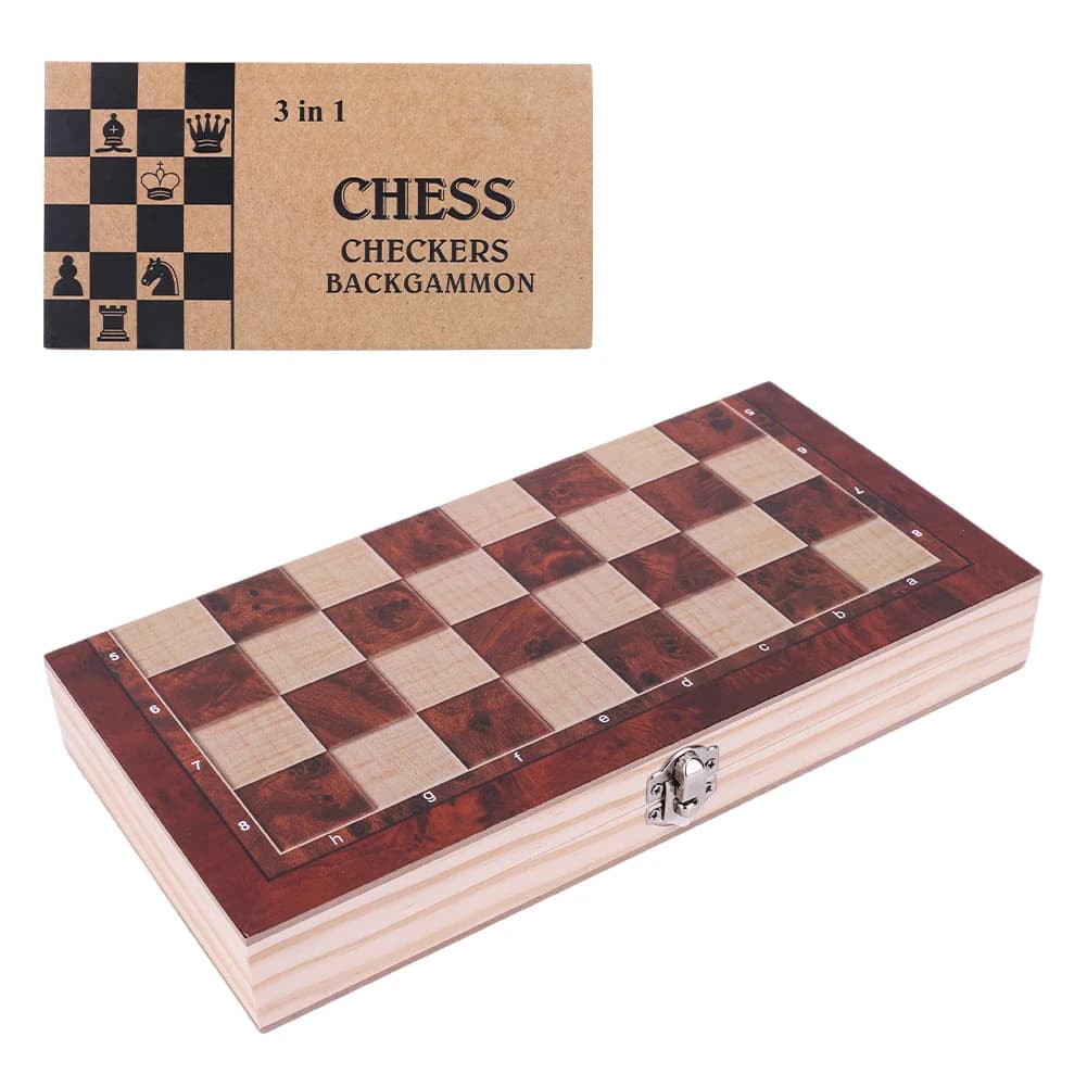 29x29 cm 3 in 1 Scacchi Chekers Backgammon Sviluppo Pensiero strategico Scacchi Set in legno Migliori regali Gioco da tavolo in legno per ragazzi e ragazze