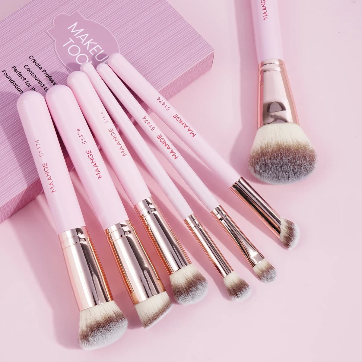 MAANGE Set of Makeup Brushes 7 Pieces Brush for Background Corrector Umbrella Makeup Brush for Liquid Cream Tool Kit for Soft and dense Cosmetic Makeup