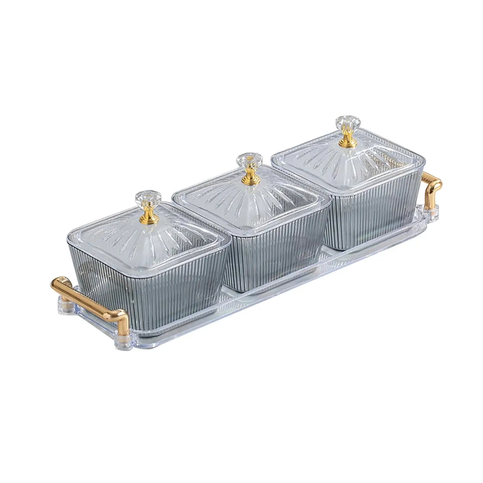 Food Storage Box Dried Fruit Plate Transparent Cover Nuts Plate Snacks Dish Tray for Desserts Fruits Kitchen Biscuits Wedding