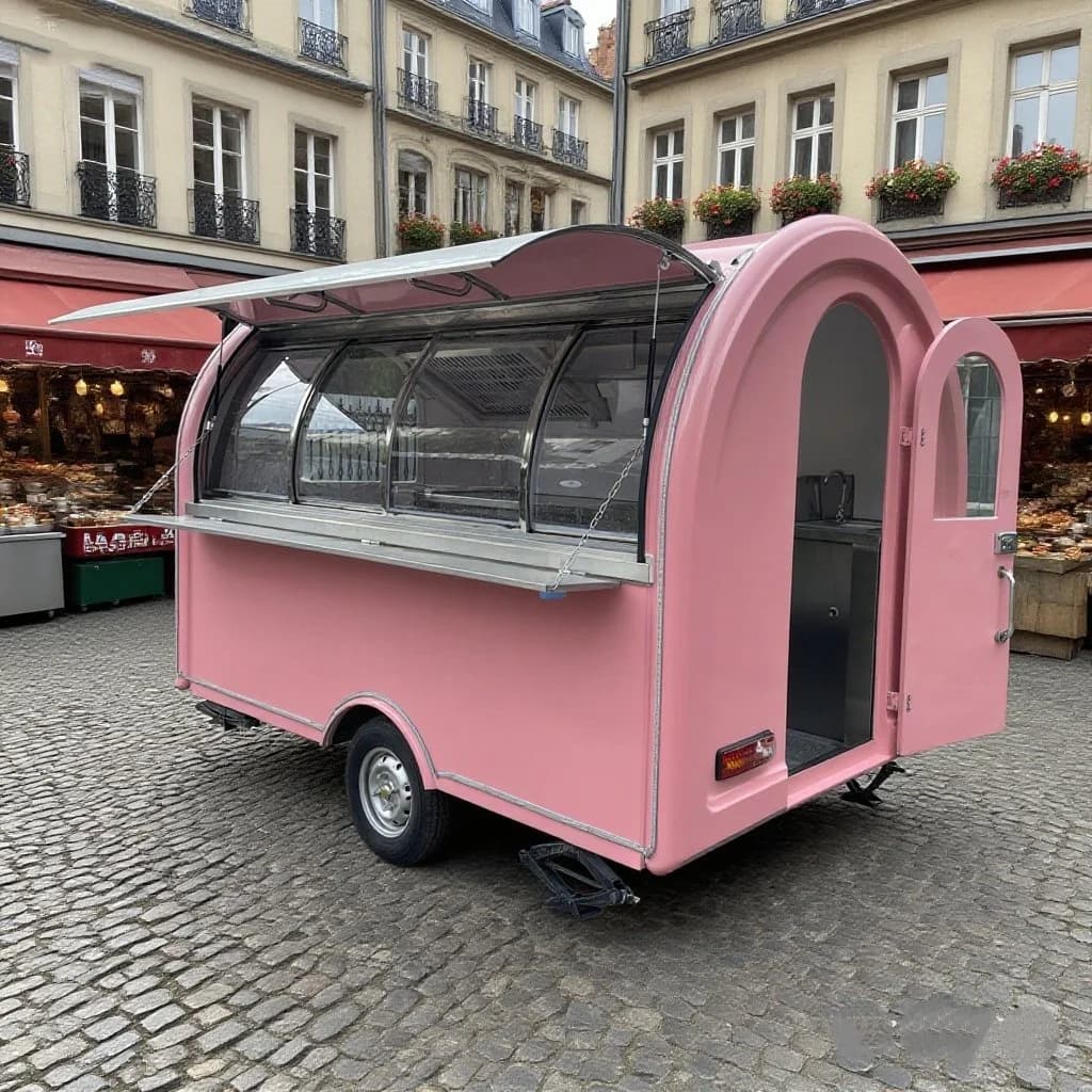 Carrello per gelato da strada retrò completamente attrezzato, rimorchio per fast food all'aperto, camion per hot dog mobile, camion per cibo da concessione in vendita