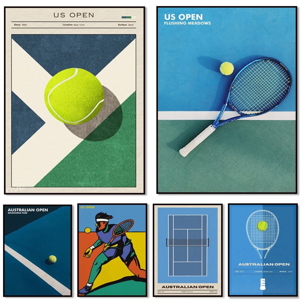 Poster da tennis, US Open, poster da tennis Australian Open Melbourne Park, racchetta da tennis e regali da tennis con stampa artistica di corte, decorazioni per la casa