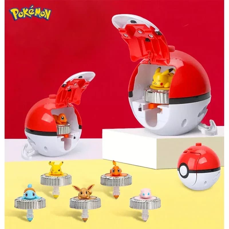 Pokemon Battle Spinner Toy Pikachu Charmander, Top da combattimento giroscopico magico con Poke Ball per regali per bambini
