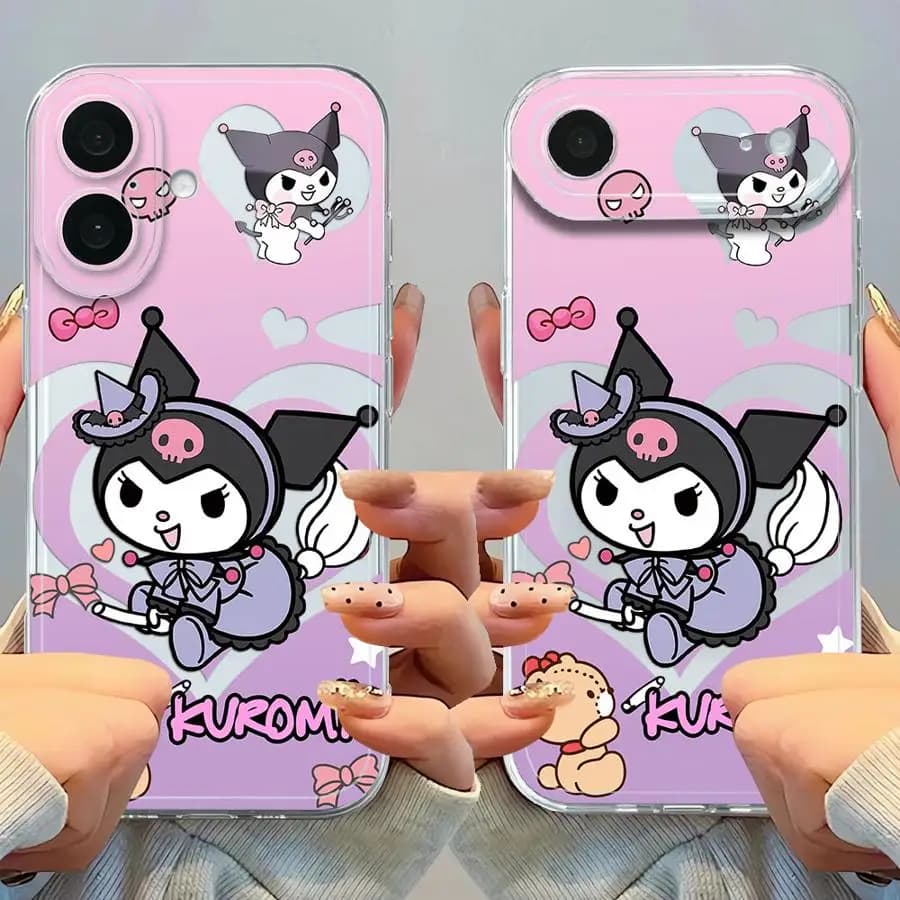 Cartoon Sanrio Kuromi Case for iPhone 17 Pro Max 17e 12 Mini 11 Air 16 13 Pro XR 15 XS Max 14 Plus Soft Phone Cover