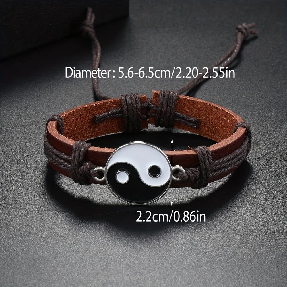 1pc Chinese Style Tai Chi Bagua Faux Leather Bracelet